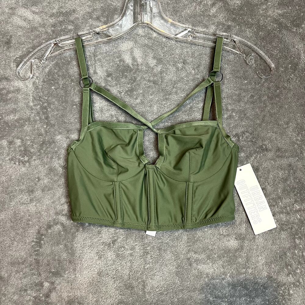 Urban Outfitters Out from Under Corset Top Womens S Olive Green Festival NWT